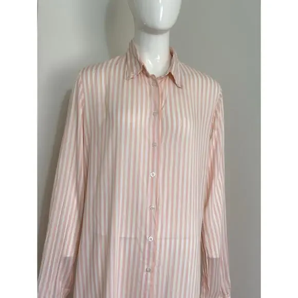 Rococo Striped Viscose Cover Up Dress Size M Long Sleeve Sheer Beach Resort NWT - Picture 4 of 13